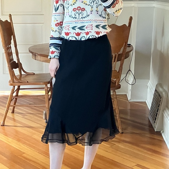 Black Chiffon Midi Skirt - Picture 1 of 6